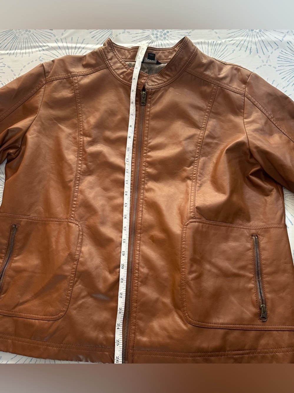 George Chestnut Brown Leather Zip-Front Jacket size 18W-20W - Picture 2 of 13